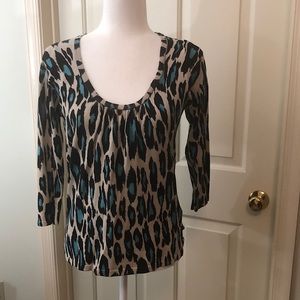 Beautiful animal-print stretchy knit top